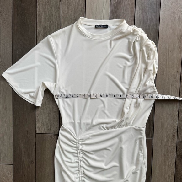 Zara White Asymmetrical Mini Dress | Size: Medium | Good Condition - Picture 2 of 4